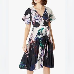 Coast Felicity Blue Floral Pleated Garden Party Midi Dress 14 Flawed